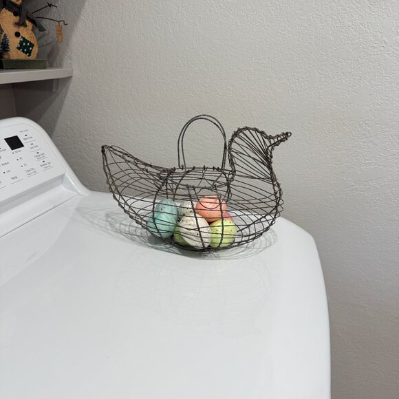 VTG Wire chicken egg basket with pastel eggs - Picture 6 of 11